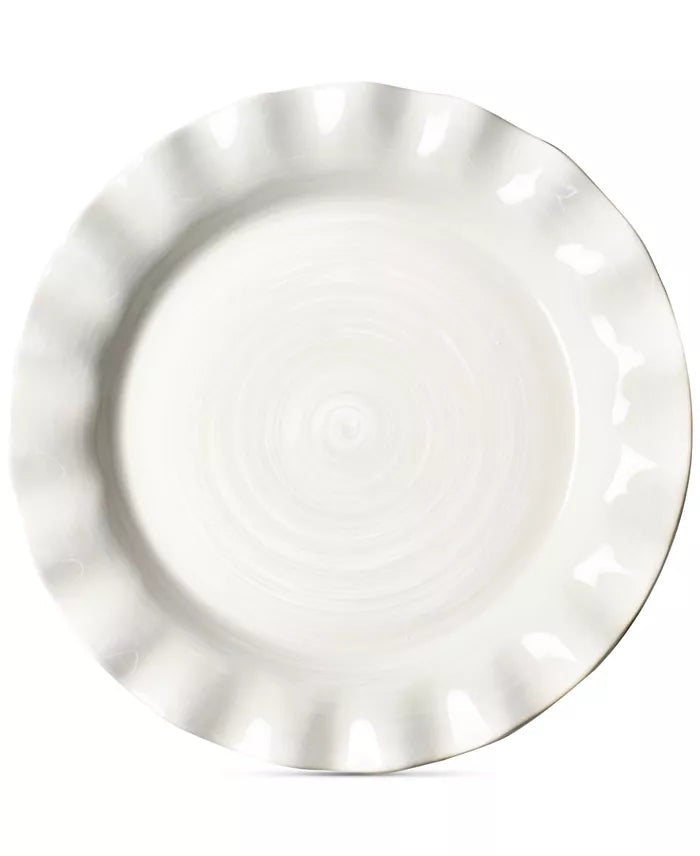 White Ruffle Dinner Plate By Coton Colors