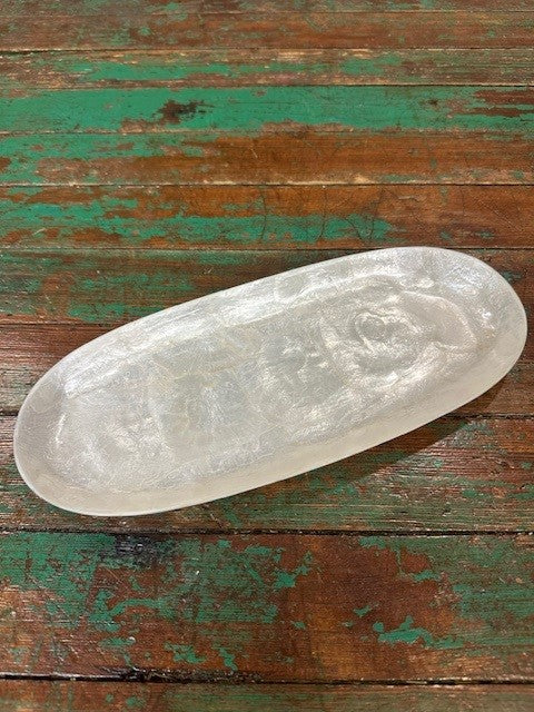 White Capiz Oval Tray