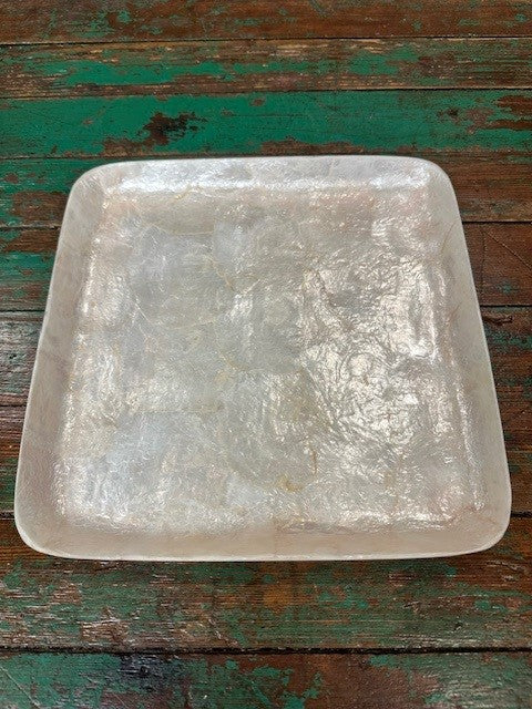 White Capiz Square Tray